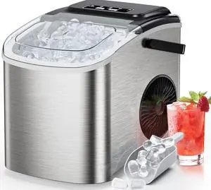 Ice Maker Countertop, Portable Ice Machine Ready in 6 Minutes with 9 Cubes 26LBS in 24H, Self-Cleaning with Ice Scoop and Basket, Two Sizes of Bullet Ice for Home Kitchen Office, Bar and Parties Ice Maker Countertop, Portable Ice Machine Ready in 6 Minutes with 9 Cubes 26LBS in 24H, Self-Cleaning with Ice Scoop and Basket, Two Sizes of Bullet Ice for Home Kitchen Office, Bar and Parties