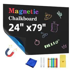 Magnetic Chalkboard Contact Paper,24"x79" Blackboard Wallpaper Peel and Stick,Magnetic Black Board Wall Decal for Home Playroom Classroom (Black) Magnetic Chalkboard Contact Paper,24"x79" Blackboard Wallpaper Peel and Stick,Magnetic Black Board Wall Decal for Home Playroom Classroom (Black)