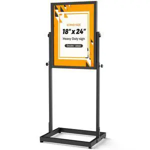 Sign Holder Floor Stand, 18x24 Inch Heavy Duty Pedestal Poster Banner Stand for Display, Metal Floor Standing Display - Double Sided Poster Stand for Business, Office, Trade Show, Mall Advertising Sign Holder Floor Stand, 18x24 Inch Heavy Duty Pedestal Poster Banner Stand for Display, Metal Floor Standing Display - Double Sided Poster Stand for Business, Office, Trade Show, Mall Advertising