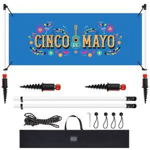 Outdoor Horizontal Banner Post Size up to 3 ft x 10 ft Outdoor Advertising Displays Stand Portable and Weather Resistant Banner Stand with Ball Bungee Cords for Yard Sign Displays Outdoor Horizontal Banner Post Size up to 3 ft x 10 ft Outdoor Advertising Displays Stand Portable and Weather Resistant Banner Stand with Ball Bungee Cords for Yard Sign Displays