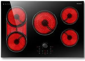 Electric Cooktop 30 Inch, 5 Burner Stove Top Burner 8600W, Magnetic Knob, | Built in 30 Inch Electric Cooktop, Expanable Burners & BBQ, Timer, Safety Lock, 220V-240V Hard Wire (No Plug) Electric Cooktop 30 Inch, 5 Burner Stove Top Burner 8600W, Magnetic Knob, | Built in 30 Inch Electric Cooktop, Expanable Burners & BBQ, Timer, Safety Lock, 220V-240V Hard Wire (No Plug)