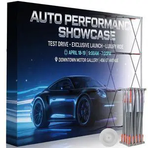 9.84 X 7.4FT Portable Pop Up Display Stand, Aluminum Folding Banner Stand, Fabric Tension Backdrop Booth Frame for Trade Shows, Weddings, Retail & Outdoor Events (Including A Carry Bag) 9.84 X 7.4FT Portable Pop Up Display Stand, Aluminum Folding Banner Stand, Fabric Tension Backdrop Booth Frame for Trade Shows, Weddings, Retail & Outdoor Events (Including A Carry Bag)