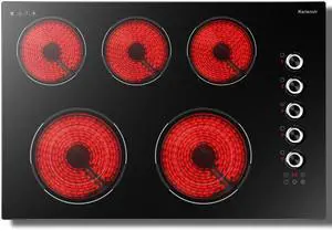 30 Inch Electric Cooktop 5 Burner, 8600W Dual Ring, Knob & Touch | 9 Power Levels, 99 Min Timer, Safety Lock and Auto Shut-off, Works with All Cookware, Provide Peace of Mind 30 Inch Electric Cooktop 5 Burner, 8600W Dual Ring, Knob & Touch | 9 Power Levels, 99 Min Timer, Safety Lock and Auto Shut-off, Works with All Cookware, Provide Peace of Mind