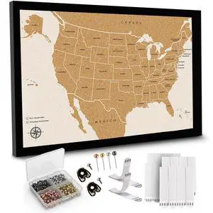 Large Push Pin Travel Map United States | USA Map with 200 Pins for Wall | Cork US Map Pin Board Tracker for Marking Places Traveled | US Travel Map for Couples and Family Adventures Large Push Pin Travel Map United States | USA Map with 200 Pins for Wall | Cork US Map Pin Board Tracker for Marking Places Traveled | US Travel Map for Couples and Family Adventures