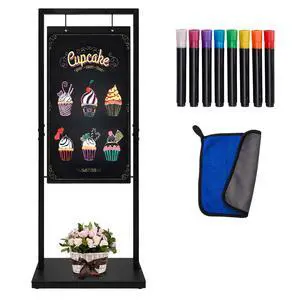 Large Hanging Chalkboard Sign with Stand, 47" x 20" Black Metal | Windproof design, double-sided writing, large space,Use for Cafe, Bar, Bistro, Florist, Wedding Large Hanging Chalkboard Sign with Stand, 47" x 20" Black Metal | Windproof design, double-sided writing, large space,Use for Cafe, Bar, Bistro, Florist, Wedding
