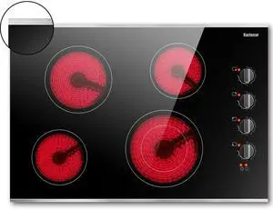 30 Inch Electric Cooktop 4 Burners, Knob Control Ceramic Cooktop | Built-in 30" Radiant Electric Stove Top with Glass Protection Metal Frame, Fits Most Existing Cutouts, 220-240v Hard Wire 30 Inch Electric Cooktop 4 Burners, Knob Control Ceramic Cooktop | Built-in 30" Radiant Electric Stove Top with Glass Protection Metal Frame, Fits Most Existing Cutouts, 220-240v Hard Wire
