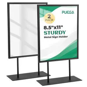 Tabletop Metal Sign Holder, 8.5"x11" Stainless Steel Double Sided T Shape Menu Display Stand for Office Store Restaurant Hotels (2 Pack Vertical) Tabletop Metal Sign Holder, 8.5"x11" Stainless Steel Double Sided T Shape Menu Display Stand for Office Store Restaurant Hotels (2 Pack Vertical)