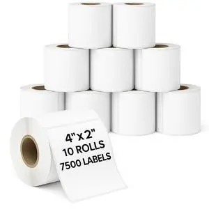 4" x 2" Direct Thermal Labels Roll, 10 Rolls (7,500 Labels), 1" Core Compatible with Zebra,Rollo, MUNBYN,POLONO & IDPRT Label Printer, Strong Adhesive Perforated for Packages,Barcodes & Office Use 4" x 2" Direct Thermal Labels Roll, 10 Rolls (7,500 Labels), 1" Core Compatible with Zebra,Rollo, MUNBYN,POLONO & IDPRT Label Printer, Strong Adhesive Perforated for Packages,Barcodes & Office Use