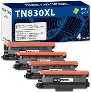 TN830XL Toner Cartridges Compatible for Brother TN 830XL TN830 Toner for HL-L2460DW HL-L2480DW DCP-L2640DW HL-L2400D HL-L2405W MFC-L2820DW Printer (3,000 Pages, Black, 4 Packs) TN830XL Toner Cartridges Compatible for Brother TN 830XL TN830 Toner for HL-L2460DW HL-L2480DW DCP-L2640DW HL-L2400D HL-L2405W MFC-L2820DW Printer (3,000 Pages, Black, 4 Packs)