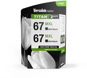 Nano 67 MXL Titan-Magnetic (MICR 3-in-1) Black Ink Cartridge 2-Pack Replacement of 67 and 67 XL, Works with DESKJET 2723,2734,2755,2855,4133,4155,4255, Envy 6055,6075,6455,6475 Nano 67 MXL Titan-Magnetic (MICR 3-in-1) Black Ink Cartridge 2-Pack Replacement of 67 and 67 XL, Works with DESKJET 2723,2734,2755,2855,4133,4155,4255, Envy 6055,6075,6455,6475