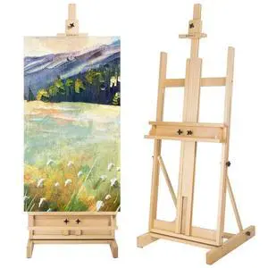 Beechwood H-Frame Artist Studio Easel with Storage Drawer, Natural | Adjustable Wooden Painting Easel Holding Canvas up to 78" High Beechwood H-Frame Artist Studio Easel with Storage Drawer, Natural | Adjustable Wooden Painting Easel Holding Canvas up to 78" High