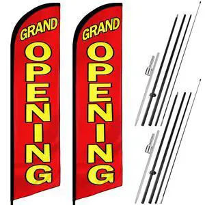 2 Sets Large Feather Flag 15 x 2.3 ft Grand Opening Open Hiring Sale Advertising Feather Flag Pole Kit Banner Sign for Business Store Outdoor Swooper(Grand Opening) 2 Sets Large Feather Flag 15 x 2.3 ft Grand Opening Open Hiring Sale Advertising Feather Flag Pole Kit Banner Sign for Business Store Outdoor Swooper(Grand Opening)
