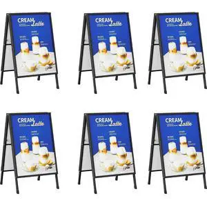 6 PACK 24 x 36 Inch A Frame Sign, Frame Only | Heavy Duty Double-Sided Sandwich Board, Folding Sidewalk Sandwich Board Signs, for Storefronts, Cafes, Cultural Venues, Black 6 PACK 24 x 36 Inch A Frame Sign, Frame Only | Heavy Duty Double-Sided Sandwich Board, Folding Sidewalk Sandwich Board Signs, for Storefronts, Cafes, Cultural Venues, Black