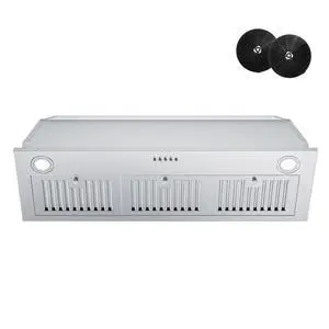 Range Hood Insert 36 inch, Built-in Kitchen Hood with 600 CFM, Ducted/Ductless Convertible Vent Hood, Stainless Steel Stove Hood Vent with Push Button, Baffle Filters and Charcoal Filters Range Hood Insert 36 inch, Built-in Kitchen Hood with 600 CFM, Ducted/Ductless Convertible Vent Hood, Stainless Steel Stove Hood Vent with Push Button, Baffle Filters and Charcoal Filters