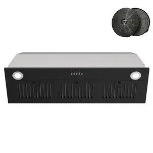 Black Range Hood Insert 36 inch, Built-in Kitchen Hood with 600 CFM, Ducted/Ductless Convertible Vent Hood, Stove Hood with Push Button, Aluminum Filters and Charcoal Filters Black Range Hood Insert 36 inch, Built-in Kitchen Hood with 600 CFM, Ducted/Ductless Convertible Vent Hood, Stove Hood with Push Button, Aluminum Filters and Charcoal Filters