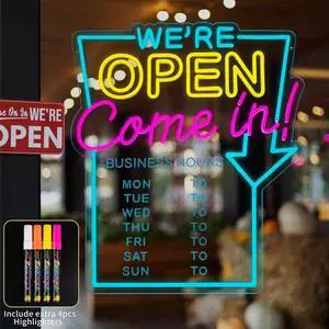 Open Neon Sign for Business with Cycle Timer,We're Open Come In Business Hours Neon Sign with Dimmable for Store front Window Shop Store Bar Salon Cafes Pubs Hotel Wall Decor Open Neon Sign for Business with Cycle Timer,We're Open Come In Business Hours Neon Sign with Dimmable for Store front Window Shop Store Bar Salon Cafes Pubs Hotel Wall Decor