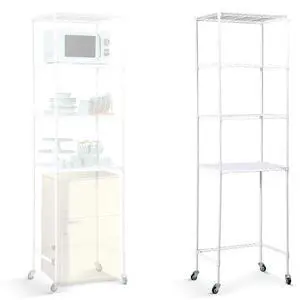 4 Tier Mini Fridge Shelf Microwave Stand Over Height Adjustable Fridge Storage Rack with Lockable Wheels & Waterproof Mats Multilayer Metal Organizer for Dorm Apartment Kitchen Office(White) 4 Tier Mini Fridge Shelf Microwave Stand Over Height Adjustable Fridge Storage Rack with Lockable Wheels & Waterproof Mats Multilayer Metal Organizer for Dorm Apartment Kitchen Office(White)