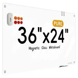 Glass Whiteboard - Glass Dry Erase Board 36" x 24" Magnetic Pure White Board Glass Writing Board White Boards for Walls Wall Office Home Glass Whiteboard - Glass Dry Erase Board 36" x 24" Magnetic Pure White Board Glass Writing Board White Boards for Walls Wall Office Home