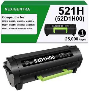 521H 52D1H00 Black Toner Cartridge Compatible for Lexmark MS710 MS710n MS710dn MS711dn MS810 MS810n MS810dn MS810de MS810dtn MS811 MS811n MS811dn MS811dtn MS812 MS812dn MS812de Printer 25000 pages 1PK 521H 52D1H00 Black Toner Cartridge Compatible for Lexmark MS710 MS710n MS710dn MS711dn MS810 MS810n MS810dn MS810de MS810dtn MS811 MS811n MS811dn MS811dtn MS812 MS812dn MS812de Printer 25000 pages 1PK