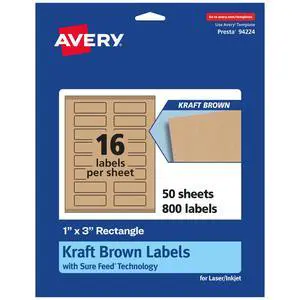 ® Kraft Brown Rectangle Labels, Sure Feed® Technology, 1" x 3", 800 Kraft Brown Labels, Print-to-The-Edge, Laser/Inkjet Printable ® Kraft Brown Rectangle Labels, Sure Feed® Technology, 1" x 3", 800 Kraft Brown Labels, Print-to-The-Edge, Laser/Inkjet Printable