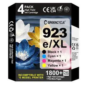 923 Ink Cartridges Combo Pack Compatible for HP 923e 923XL Printer Ink 4PC | Fit for Non e Printer OfficeJet Pro 8120 8123 8130 8133 8135 8138 8139, Upgraded Chip, Black & Color, High Yield 923 Ink Cartridges Combo Pack Compatible for HP 923e 923XL Printer Ink 4PC | Fit for Non e Printer OfficeJet Pro 8120 8123 8130 8133 8135 8138 8139, Upgraded Chip, Black & Color, High Yield