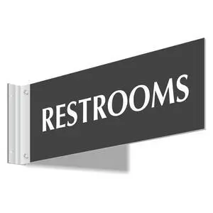Restrooms Corridor Sign - 4"x12", Double-Sided Bathroom Wall Mount Laser Engraved Hallway Sign, Acrylic & Silver Brackets Kit, Black, USA-Made Restrooms Corridor Sign - 4"x12", Double-Sided Bathroom Wall Mount Laser Engraved Hallway Sign, Acrylic & Silver Brackets Kit, Black, USA-Made