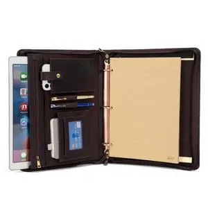 Handmade Leather Portfolio 3 Ring Binder with Front Pocket | Padfolio for 13.3 Laptop and 8.5 x 11" Notepad, Professional Business Travel Organizer (Dark Brown, Crazy Horse Leather) Handmade Leather Portfolio 3 Ring Binder with Front Pocket | Padfolio for 13.3 Laptop and 8.5 x 11" Notepad, Professional Business Travel Organizer (Dark Brown, Crazy Horse Leather)