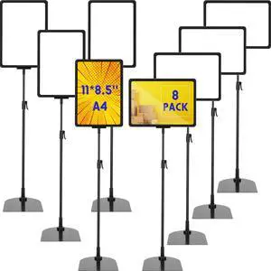 8 Pack Adjustable Sign Poster Stand Holder 8.5 x 11 in Floor Standing Sign Display Holder Heavy Duty Aluminum Pedestal Vertical Horizontal View Stand for Vendor Advertising Business Menu Black 8 Pack Adjustable Sign Poster Stand Holder 8.5 x 11 in Floor Standing Sign Display Holder Heavy Duty Aluminum Pedestal Vertical Horizontal View Stand for Vendor Advertising Business Menu Black