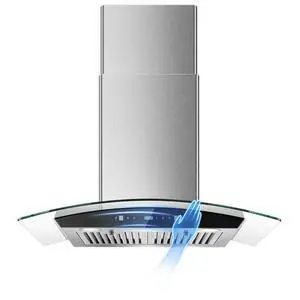 Range Hood 30 Inch, Wall Mount Kitchen Hood with Ducted/Ductless Convertible Duct, Stainless Steel Chimney and Baffle Filters, Touch Control Fan Timer, LED Lights, 3 Speed Fan Range Hood 30 Inch, Wall Mount Kitchen Hood with Ducted/Ductless Convertible Duct, Stainless Steel Chimney and Baffle Filters, Touch Control Fan Timer, LED Lights, 3 Speed Fan