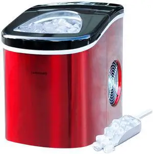 Counter top Portable, 26 lb per Day Nugget Ice Maker Machine (Red Stainless Steel) Counter top Portable, 26 lb per Day Nugget Ice Maker Machine (Red Stainless Steel)