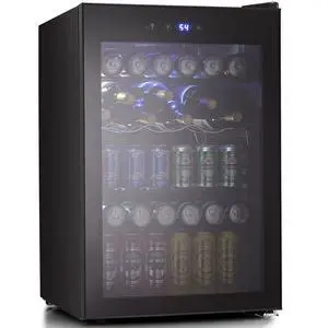 Beverage Refigerator Cooler -145 Can Mini Fridge for Soda Beer or wine,with glass door, For Office or Bar with Adjustable Removable Shelves4.5 Cu. Ft. (Black) Beverage Refigerator Cooler -145 Can Mini Fridge for Soda Beer or wine,with glass door, For Office or Bar with Adjustable Removable Shelves4.5 Cu. Ft. (Black)