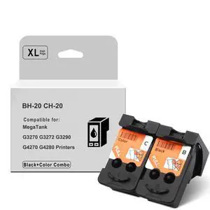 BH-20 CH-20 Print Head Compatible Remanufactured for MegaTank G1220 G1230 G3260 G3270 G3272 G3290 G4270 G4280 G5020 G6020 G7020 Printers (Black and Color Combo Pack) BH-20 CH-20 Print Head Compatible Remanufactured for MegaTank G1220 G1230 G3260 G3270 G3272 G3290 G4270 G4280 G5020 G6020 G7020 Printers (Black and Color Combo Pack)