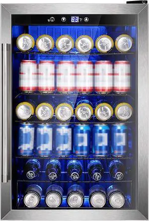 Wine Cooler 37 Bottle Freestanding Fridge with Stainless Steel Reversible Glass Door, 145 Can Beverage Refrigerator Quiet Compressor for Home Kitchen Bar, 4.5 Cu.ft Silver Wine Cooler 37 Bottle Freestanding Fridge with Stainless Steel Reversible Glass Door, 145 Can Beverage Refrigerator Quiet Compressor for Home Kitchen Bar, 4.5 Cu.ft Silver