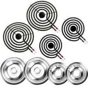 W10196405 W10196406 Electric Stove Burner Drip Pans & MP21YA MP15YA Electric Range Burner Element Unit Set Fit for Whirlpool Kenmore Amana Range Oven/Stove by W10196405 W10196406 Electric Stove Burner Drip Pans & MP21YA MP15YA Electric Range Burner Element Unit Set Fit for Whirlpool Kenmore Amana Range Oven/Stove by