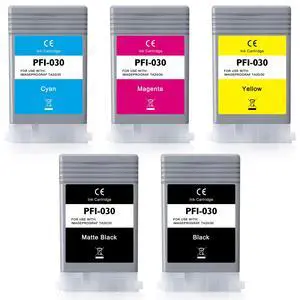 PFI-030 Ink Cartridge Compatible for Canon imagePROGRAF TA-20 TA-30 | PFI-030 Pigment Ink Tank PFI-030MBK PFI-030BK PFI-030C PFI-030M PFI-030Y, 55ML 5-Pack (MBK/BK/C/M/Y) PFI-030 Ink Cartridge Compatible for Canon imagePROGRAF TA-20 TA-30 | PFI-030 Pigment Ink Tank PFI-030MBK PFI-030BK PFI-030C PFI-030M PFI-030Y, 55ML 5-Pack (MBK/BK/C/M/Y)