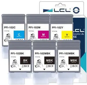 PFI-102 Ink Cartridge Replacement for Canon PFI102 PFI-102MBK PFI-102BK PFI-102C PFI-102M PFI-102Y Ink Tanks for iPF500 iPF600 iPF605 iPF610 iPF650 iPF655 iPF700 iPF760 iPF765 Printer (6-Pack) PFI-102 Ink Cartridge Replacement for Canon PFI102 PFI-102MBK PFI-102BK PFI-102C PFI-102M PFI-102Y Ink Tanks for iPF500 iPF600 iPF605 iPF610 iPF650 iPF655 iPF700 iPF760 iPF765 Printer (6-Pack)