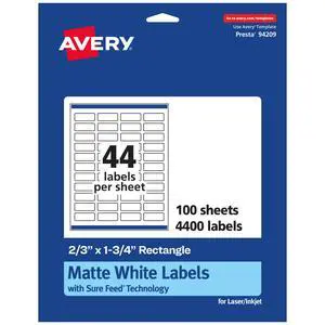 ® Matte White Rectangle Labels, Sure Feed® Technology, 2/3" x 1-3/4", 4,400 Matte White Printable Labels ® Matte White Rectangle Labels, Sure Feed® Technology, 2/3" x 1-3/4", 4,400 Matte White Printable Labels