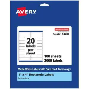 ® Matte White Rectangle Labels, Sure Feed® Technology, 1" x 4", 2,000 Matte White Printable Labels ® Matte White Rectangle Labels, Sure Feed® Technology, 1" x 4", 2,000 Matte White Printable Labels