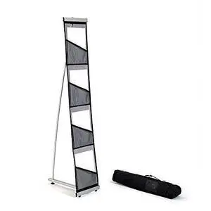 Mesh Brochure Holder - 0.9ft x 4.6ft Portable Literature Stand with 4 Pockets & Carrying Bag, Collapsible Literature Rack For Businesses, Standing Brochure Holder, Vendor Booth Supplies Mesh Brochure Holder - 0.9ft x 4.6ft Portable Literature Stand with 4 Pockets & Carrying Bag, Collapsible Literature Rack For Businesses, Standing Brochure Holder, Vendor Booth Supplies