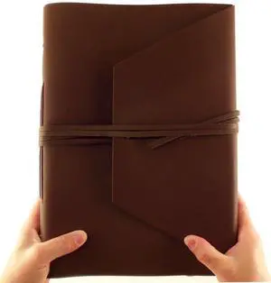Large Genuine Leather Expedition Journal/Sketchbook with Gift Box - 380 Pages - 9" x 12" - Vintage Style - Rich Dark Brown Large Genuine Leather Expedition Journal/Sketchbook with Gift Box - 380 Pages - 9" x 12" - Vintage Style - Rich Dark Brown
