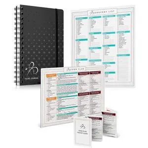 Starter Pack Black Food Journal + Magnetic Meal Planner + Food Plan Pocket Guide + Grocery List Magnet Pad for Fridge Meal Planning Tools to Track Food, Water, & Weight Loss Starter Pack Black Food Journal + Magnetic Meal Planner + Food Plan Pocket Guide + Grocery List Magnet Pad for Fridge Meal Planning Tools to Track Food, Water, & Weight Loss