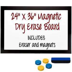 Black Wooden Magnetic Dry Erase Whiteboard, 24"x36" Black Wooden Magnetic Dry Erase Whiteboard, 24"x36"