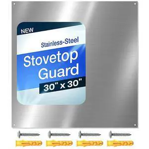 30" x 30" Metal Backsplash Panel for Stove, Reversible Flat Wall Shield, Heat-Resistant Kitchen Splatter Guard for Cooking Range, Easy-Clean Backsplash Sheet with Pre-Drilled Holes & Screws 30" x 30" Metal Backsplash Panel for Stove, Reversible Flat Wall Shield, Heat-Resistant Kitchen Splatter Guard for Cooking Range, Easy-Clean Backsplash Sheet with Pre-Drilled Holes & Screws