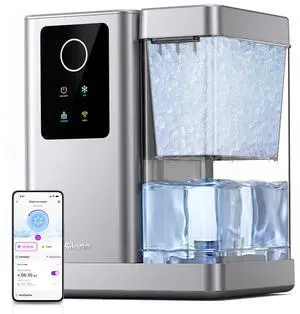 Nugget Ice Maker Countertop with APP & Voice Control, Self Cleaning Ice Machine with 3L Large Water Tank, 40 lbs/24H Soft Chewable Ice, Portable Pebble Ice Maker for Home and Party, Silver Nugget Ice Maker Countertop with APP & Voice Control, Self Cleaning Ice Machine with 3L Large Water Tank, 40 lbs/24H Soft Chewable Ice, Portable Pebble Ice Maker for Home and Party, Silver