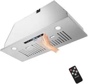 30 Built-in/Insert Range Hood with Touch/Gesture/Remote Control | 600 CFM Stainless Steel Vent Hood with 3 Speed Ducted/Ductless Convertible, LED Light and Charcoal Filters 30 Built-in/Insert Range Hood with Touch/Gesture/Remote Control | 600 CFM Stainless Steel Vent Hood with 3 Speed Ducted/Ductless Convertible, LED Light and Charcoal Filters