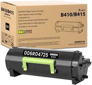 B410 Black Toner Cartridge, 6,000 Pages, 1-Pack B415 006R04725 | B415 Toner Cartridge Standard Capacity with Chip Replacement for Xerox B410 VersaLink B415 B415DN B415VDN Printer B410 Black Toner Cartridge, 6,000 Pages, 1-Pack B415 006R04725 | B415 Toner Cartridge Standard Capacity with Chip Replacement for Xerox B410 VersaLink B415 B415DN B415VDN Printer