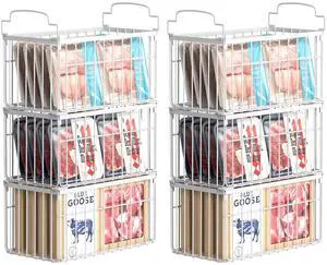 Freezer Organizer Bins, 6 Pack Stackable Deep Chest Freezer Organizer Bins, Foldable Freezer Baskets with Handles, White Freezer Storage Organizer Baskets for 7 Cu.FT Deep Freezer Sort Frozen Meats Freezer Organizer Bins, 6 Pack Stackable Deep Chest Freezer Organizer Bins, Foldable Freezer Baskets with Handles, White Freezer Storage Organizer Baskets for 7 Cu.FT Deep Freezer Sort Frozen Meats
