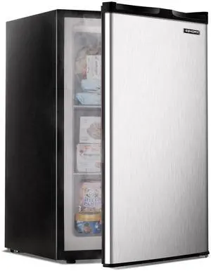Upright freezer, 3.0 Cubic Feet, Single Door Compact Mini Freezer with Reversible Stainless Steel Door, Small freezer for Home/Dorms/Apartment/Office, Silver Upright freezer, 3.0 Cubic Feet, Single Door Compact Mini Freezer with Reversible Stainless Steel Door, Small freezer for Home/Dorms/Apartment/Office, Silver