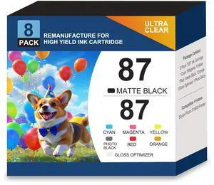 Remanufactured 87 T087 Ink Cartridge with New Chip | Replacement for Stylus Photo R1900 Printer Ink T087020 T087120 T087220 T087320 T087420 T087720 T087820 T087920 8-Pack Remanufactured 87 T087 Ink Cartridge with New Chip | Replacement for Stylus Photo R1900 Printer Ink T087020 T087120 T087220 T087320 T087420 T087720 T087820 T087920 8-Pack