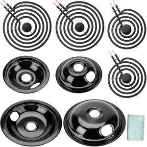 Black Porcelain Drip Pan & Electric Stove Burner Fit for Kenmore Frigidaire | 2 x 6" Black Drip Pans & Electric Range Burner, 2 x 8" Electric Stove Drip Pans & Electric Stove Burner by Black Porcelain Drip Pan & Electric Stove Burner Fit for Kenmore Frigidaire | 2 x 6" Black Drip Pans & Electric Range Burner, 2 x 8" Electric Stove Drip Pans & Electric Stove Burner by
